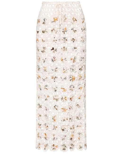 Agua Bendita Natural Arroyo Caracola Crochet-Knit Skirt