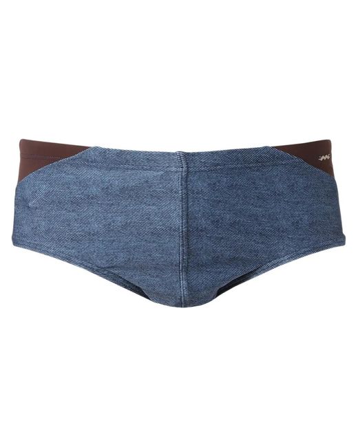 Amir Slama Blue Denim-Print Swim Trunks for men