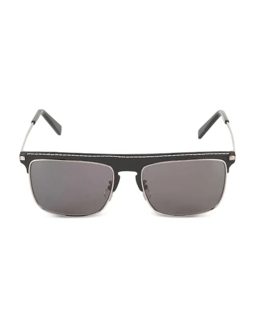 Loewe Gray Leather-Frame Square Sunglasses for men