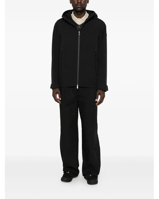 Moncler Black Hooded Zip Jacket for men