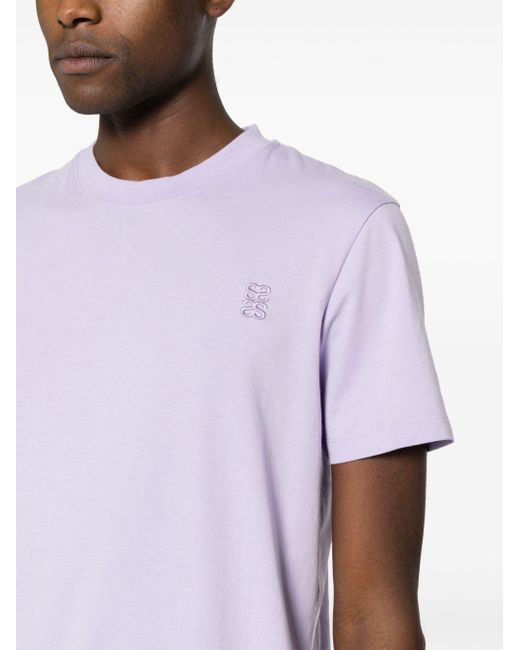 Sandro Purple Logo-embroidered Cotton T-shirt for men