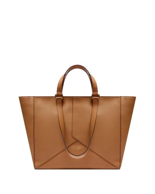 Lancel Brown Envelope Zip Tote Bag