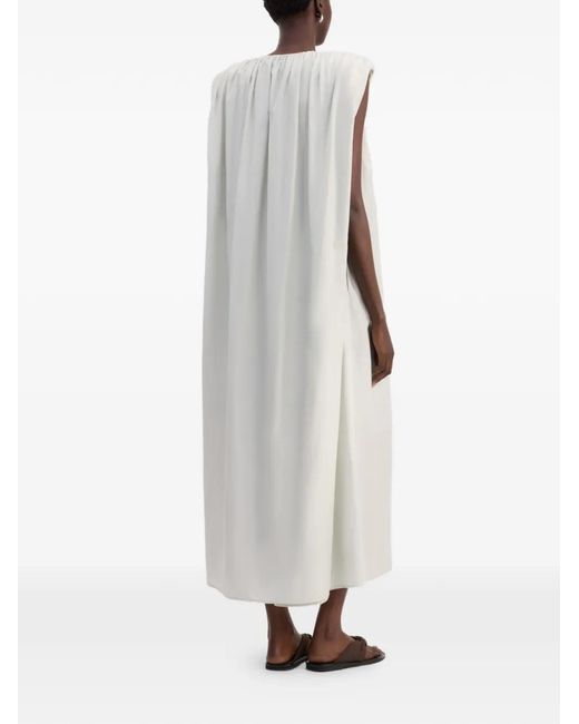 Loulou de Saison White Button-Fastening Midi Dress