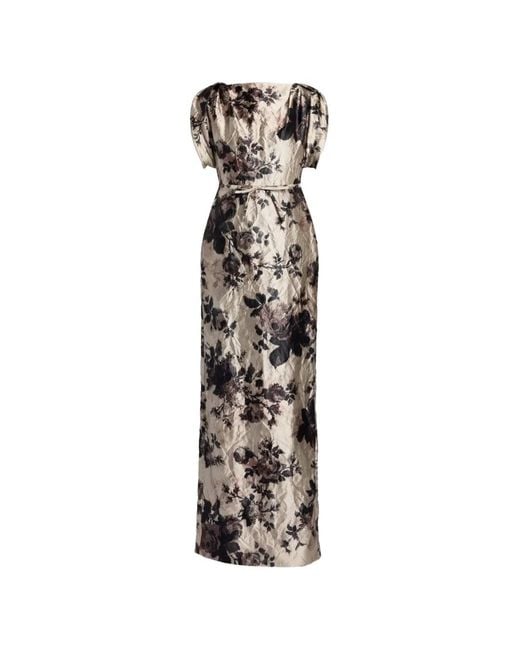Erdem White Floral-Print Textured-Satin Gown