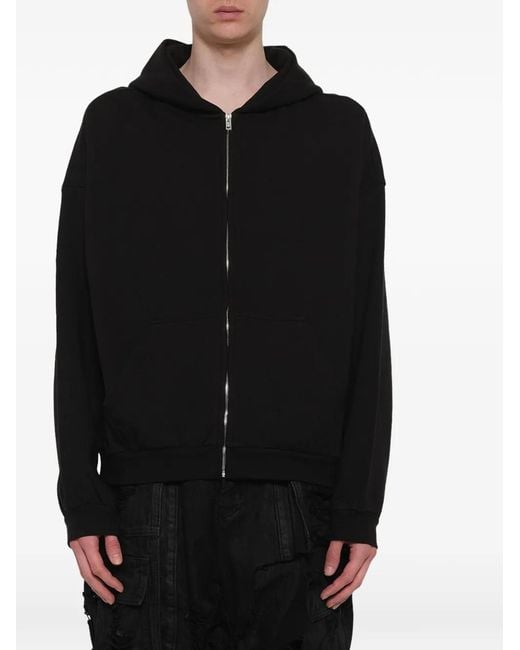 we11done Black Logo Zip-Up Hoodie for men