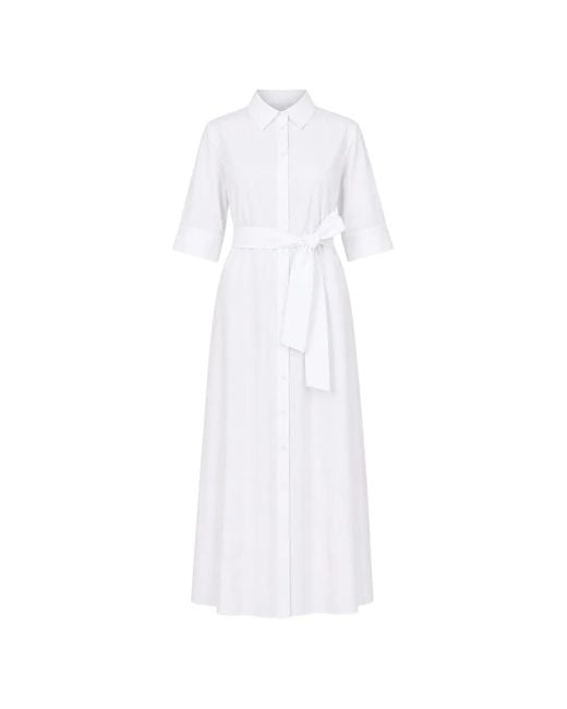 Max Mara White Belted Button-Down Maxi Dress