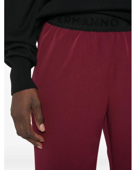 ERMANNO FIRENZE Red Logo-Waistband Trousers