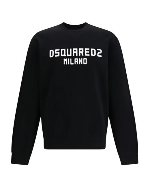 DSquared² Long-Sleeve Crew Neck Sweatshirt With Bold Front in Black für Herren