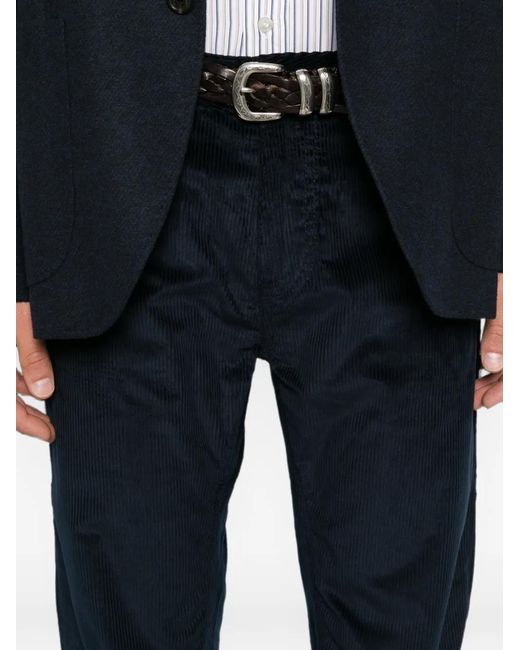 Etro Black Corduroy Straight-Leg Trousers for men