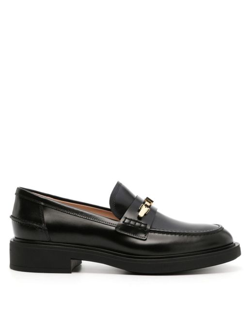 Gianvito Rossi Black Buckle-detail Leather Loafers