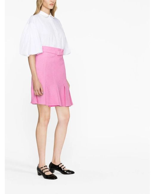 Patou Pink Belted High-waisted Skirt