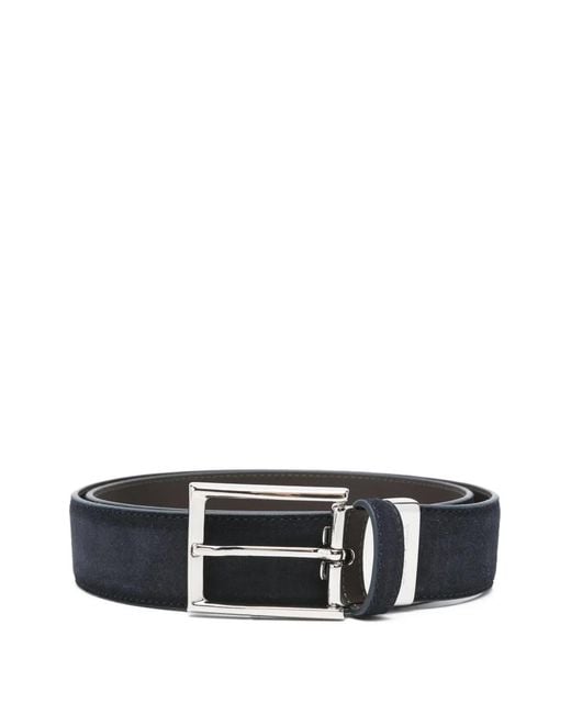 Canali Men's White Buckle Leather Belt