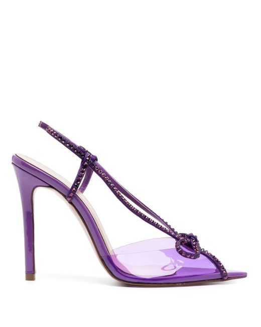 Andrea Wazen Pointed 70mm Leather Sandals in Purple | Lyst