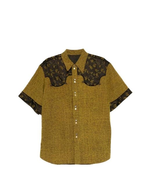 Commun's Green Chemise Manches Courtes À Fleurs for men