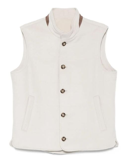 Gilet En Laine À Col Montant Barba Napoli pour homme en coloris White