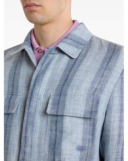Etro Blue Striped Overshirt for men
