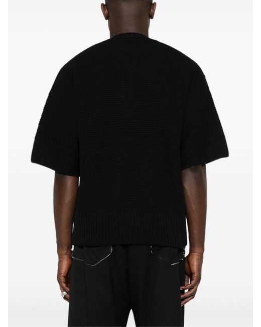 Homme Plissé Issey Miyake Black Straight-hem Knitted T-shirt for men