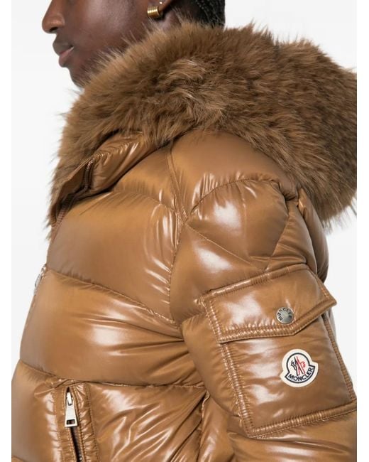 Moncler Brown Fur-Trim Quilted Jacket