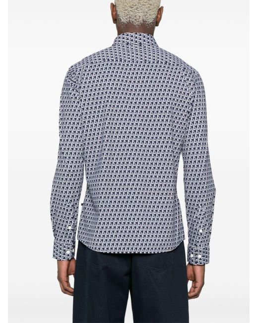 Boss Overhemd Met Geometrische Print in het Blue voor heren