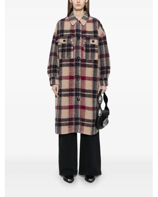 Isabel Marant Brown Check-Print Blanket Coat
