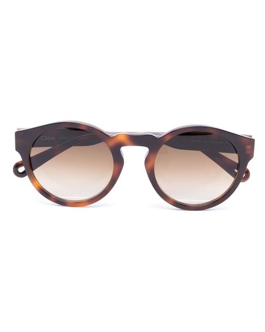 Chloé Brown Xena Round-Frame Sunglasses
