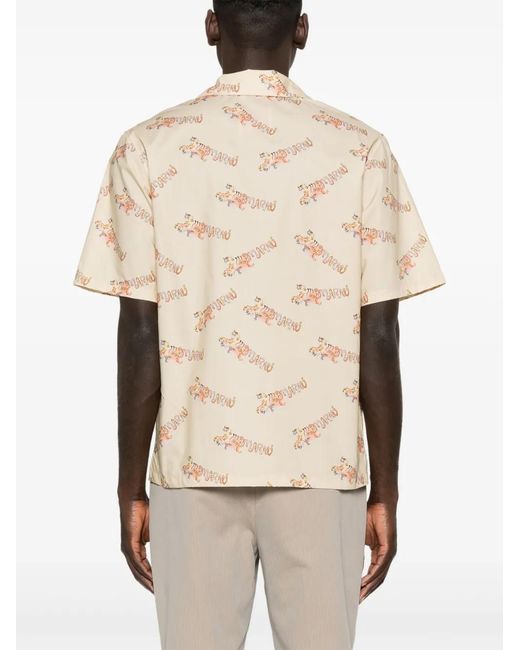 Marni Natural Tiger-Print Poplin Shirt for men