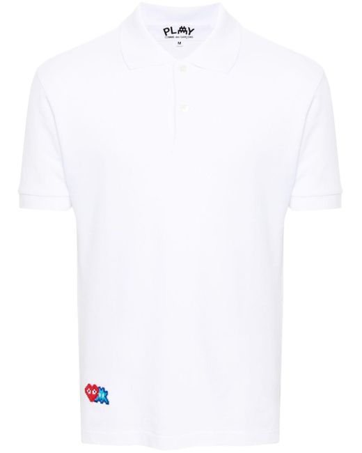 COMME DES GARÇONS PLAY White X The Artist Invader Pixelated-appliqué Polo Shirt for men