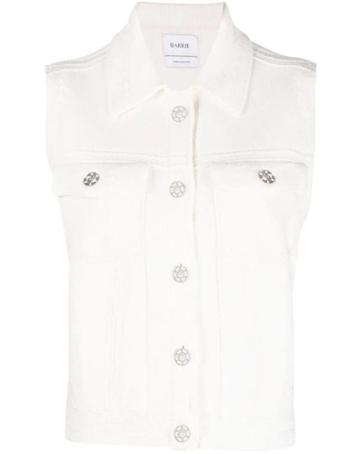 Barrie White Knitted Sleeveless Jacket