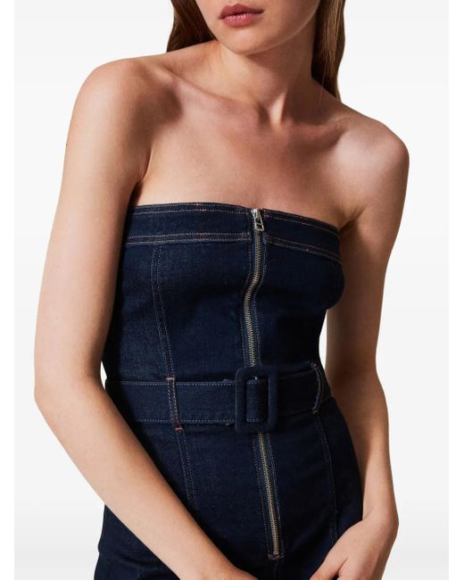 Twinset Blue Denim Bustier Dress