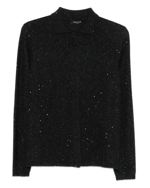 Fabiana Filippi Black Sequin-Embellished Cardigan