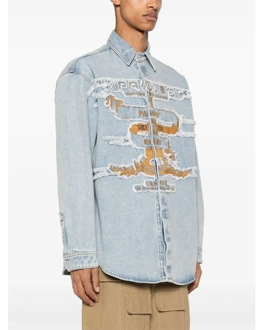 Y. Project Gescheurd Denim Jack in het Blue