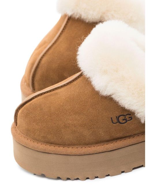 UGG Disquette Shearling Platform Slippers in Brown | Lyst