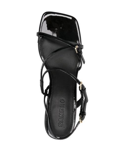 Sandro Black Lackleder-Sandalen Mit Eckiger Kappe