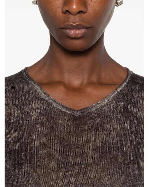 Avant Toi Gray V-Neck Sweater