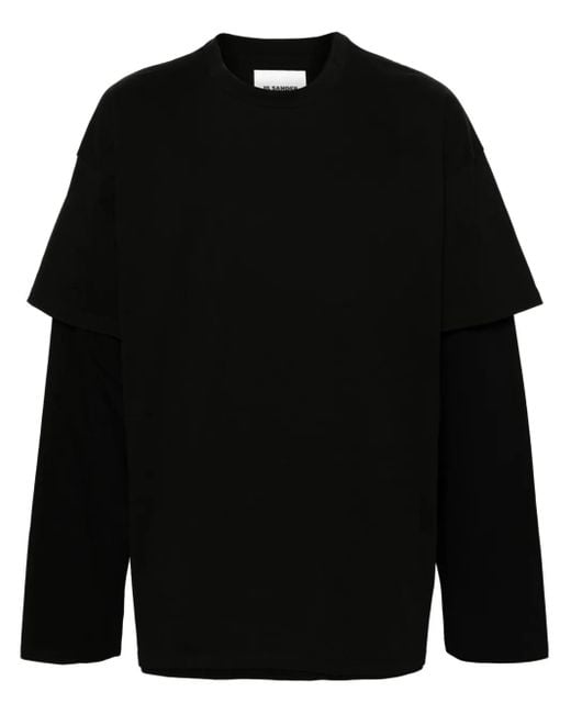 Jil Sander Black Logo-Print Layered T-Shirt for men