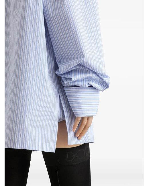 Dolce & Gabbana Blue Striped Chest-Pocket Shirt