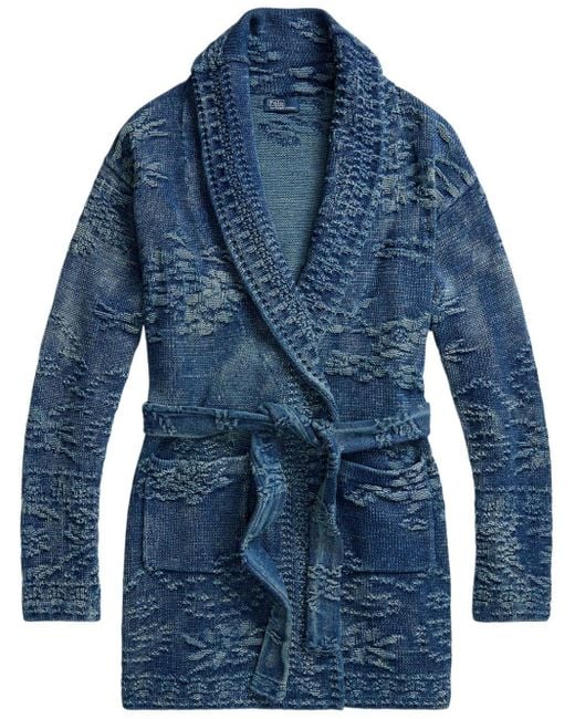 Polo Ralph Lauren Blue Chunky-knit Wrap Cardigan