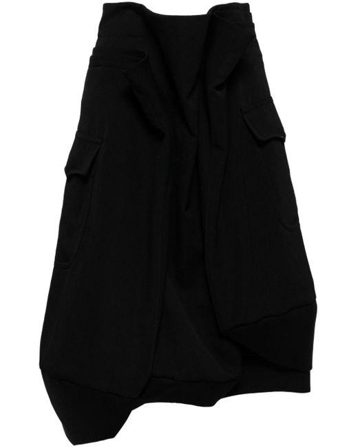 Comme des Garçons Black Asymmetric Wool Midi Skirt