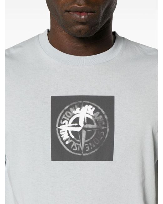 T-shirt con stampa Compass di Stone Island in White da Uomo