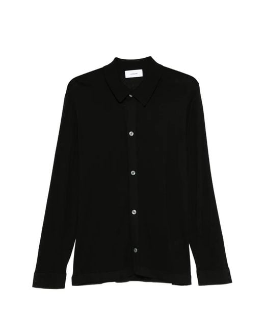 Lardini Black Buttoned Knitted Shirt for men