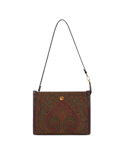 Etro Brown Paisley Jacquard Pouch