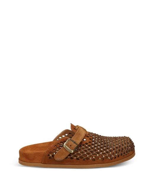 METISSE Brown Mules À Ornements En Cristal
