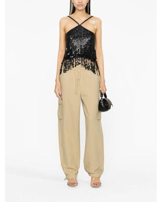 The Attico Black Layered Sequin-Embellished Top