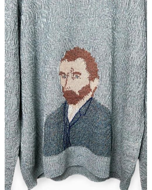 Kota Gushiken Blue Van Gogh Intarsia-Knit Sweater
