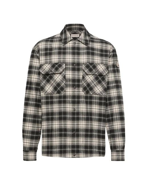 Moncler Gray Chemise En Flanelle À Carreaux for men