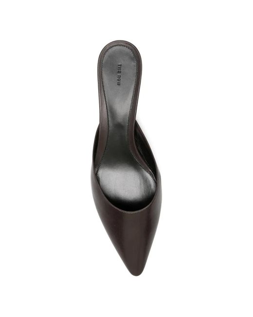 The Row White Pointed Leather Mules