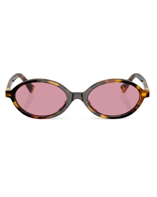 Miu Miu Pink Mu 04zs Oval-frame Acetate Sunglasses
