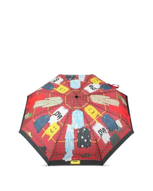 Moschino Red Graphic-Print Umbrella