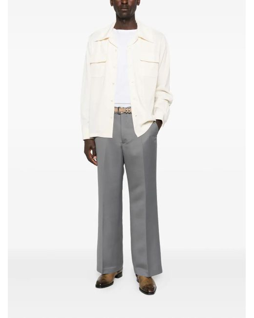 Second/Layer Gray Pleated Wool Trousers for men