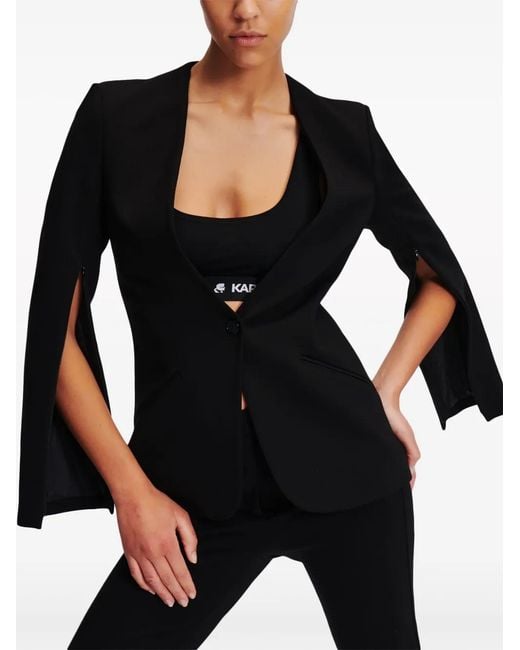 Karl Lagerfeld Black Collarless Punto Blazer